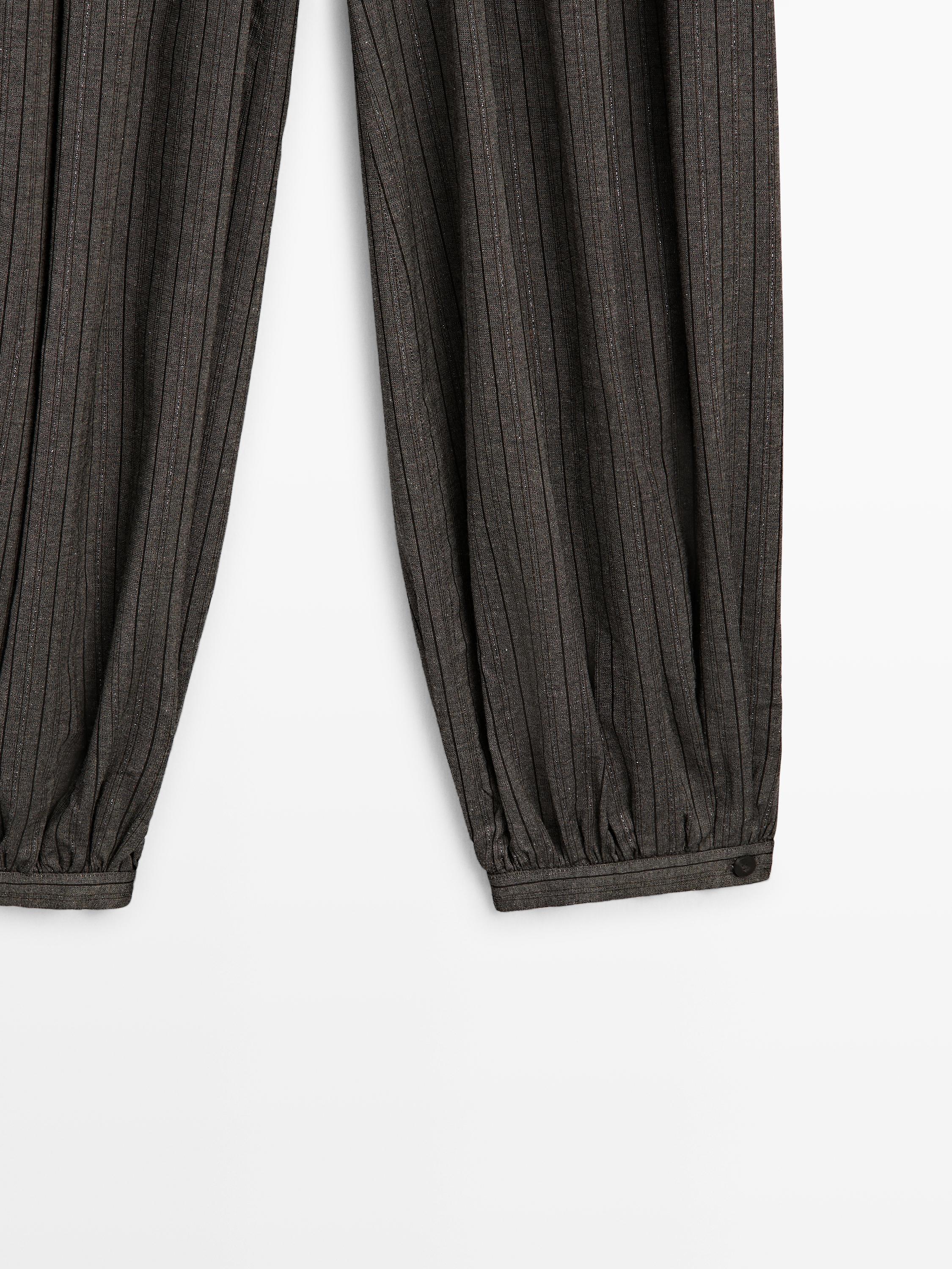 Striped flowing balloon pants